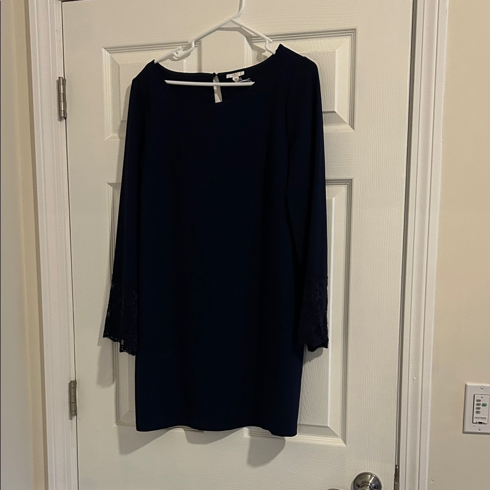 Chic Long Sleeve Navy Dress